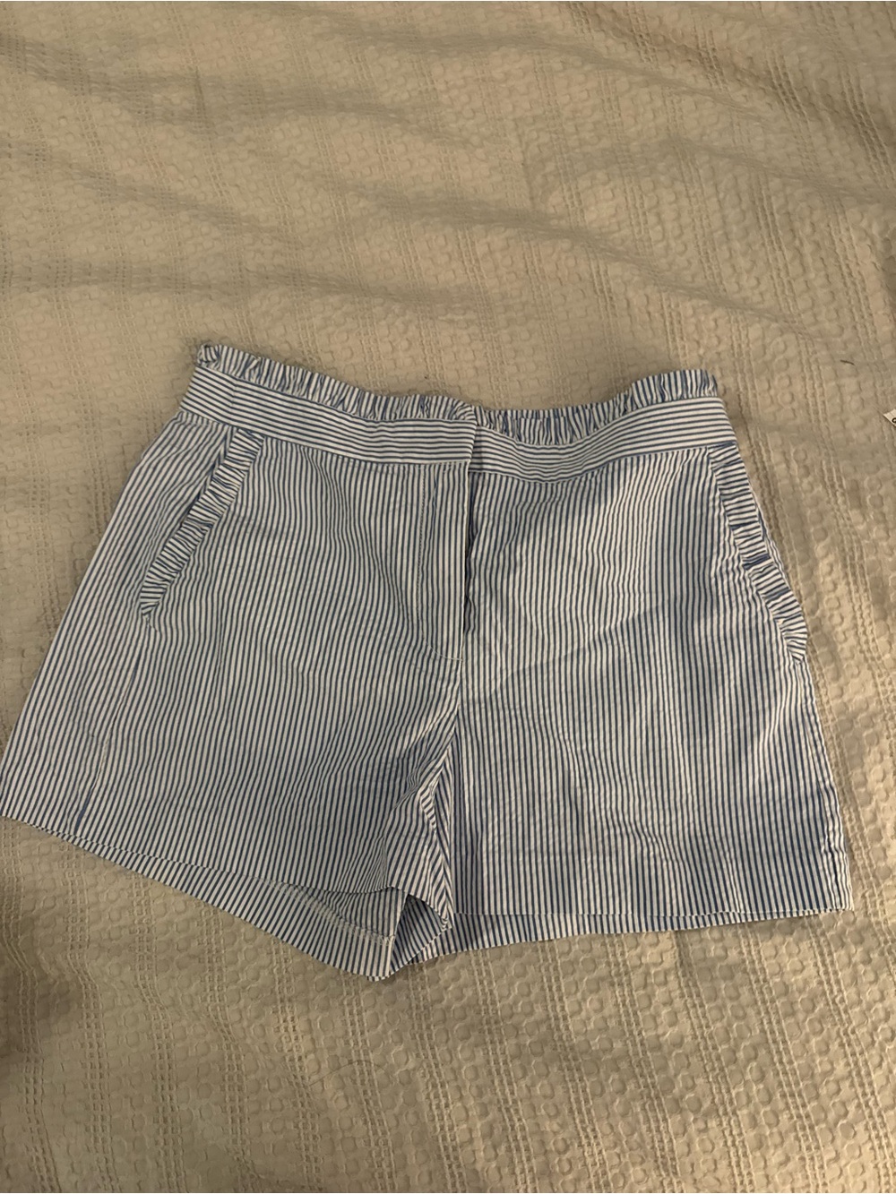 J. Crew Blue and White Seersucker Striped Bermuda Shorts